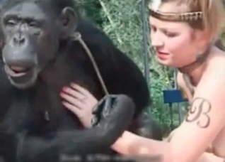 Zoophile trains her sexy monkey