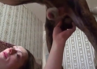 Russian zoo slut loves her dog