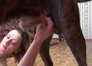 Russian zoo slut loves her dog