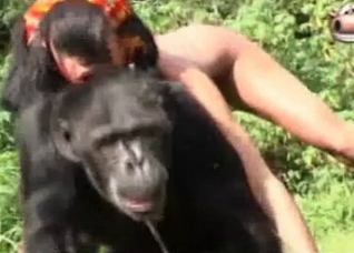 Outdoor bestiality with a monkey