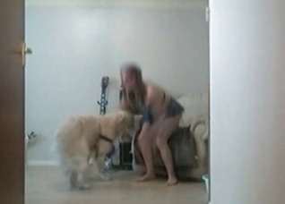 Masked musician and her trained dog
