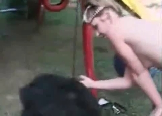 Busty zoophile and her beast