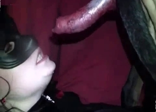Dirty brunette enjoys bestiality