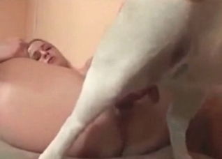 Petite doggy enjoys her snatch