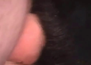 Dog tastes my hard wiener