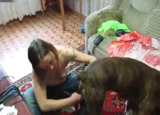 Teen fucked fast by a dog