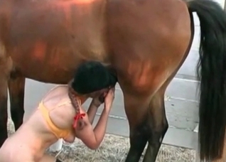 Nasty slut and horse wiener