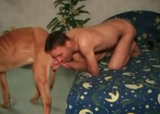 Dirty guy sucks his animal