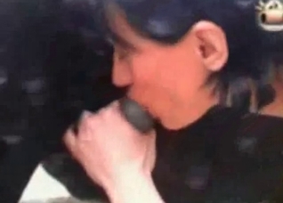 Stallion cums in her small mouth