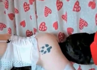 Masked slut and trained hound