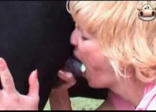 Redhead tastes some horse jizz