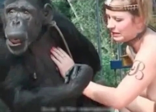 Zoophile trains her sexy monkey 