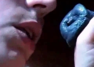 Slowly sucking a juicy horse dick