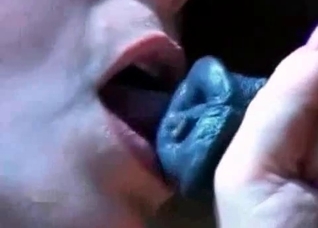 Slowly sucking a juicy horse dick