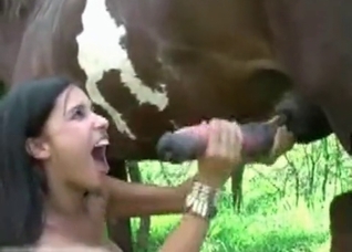 Crazy oral creampie by a stallion