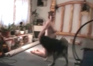Fat slut and her gifted husky