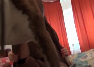 Zoo slut in tights and dog
