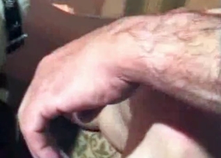 Dog licks her wide opened twat