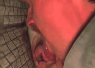 Hubby is kissing our sexy pet