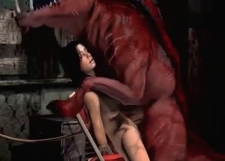 3D monster rapes a busty brunette