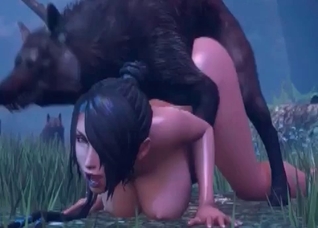 Angry 3D wolf fucks a zoophile