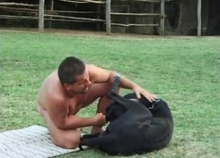 Man is being anally fucked by a dog